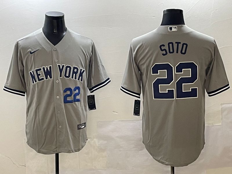 Men New York Yankees #22 Soto Grey Game 2025 Nike MLB Jersey style 3